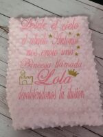 Manta bordada con frase