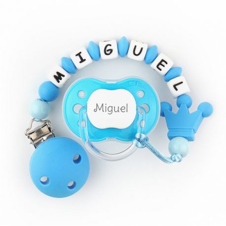 chupete-new-classic-pitufo-cadenita-de-silicona-corona-tonos-azules-personalizados Chupete New Classic Pitufo + Cadenita de silicona Corona tonos azules personalizados - Imagen 1