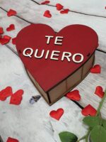 Caja de madera forma corazón chocolate - Imagen 5